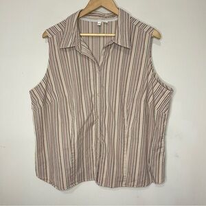 ST. JOHN’S BAY Sleeveless Cotton Button Down, 2X